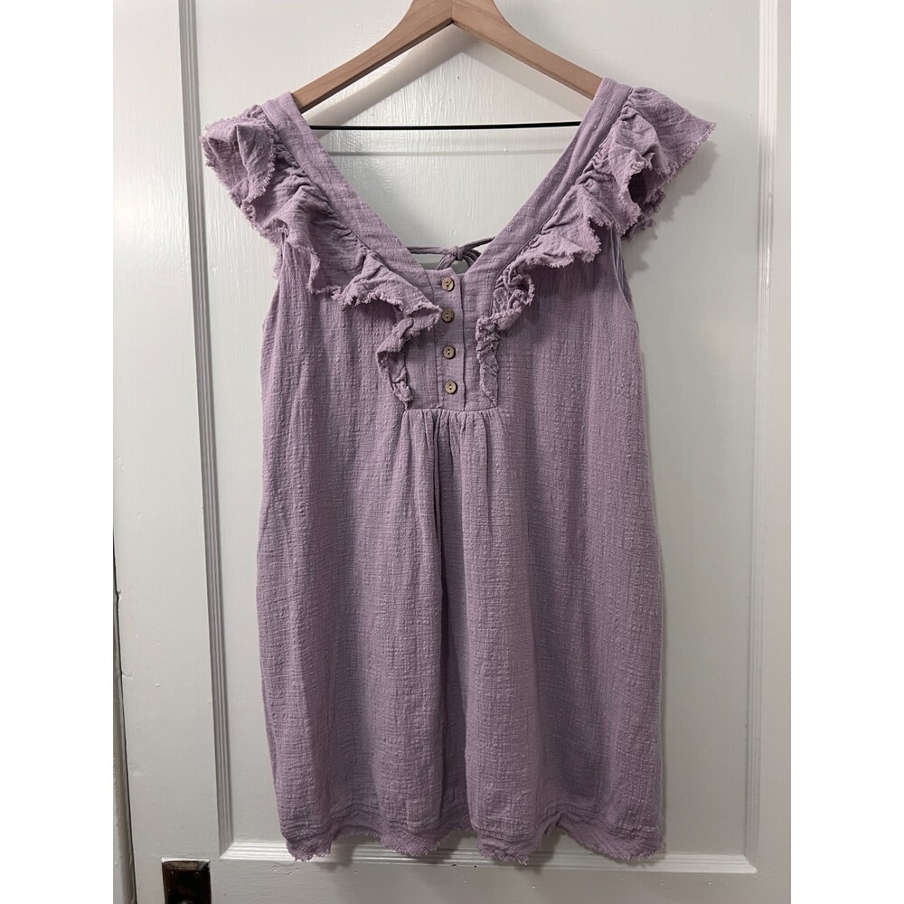 b.original by Shoe Fly Women's Purple Ruffle Sleeveless Tunic Top Women's S